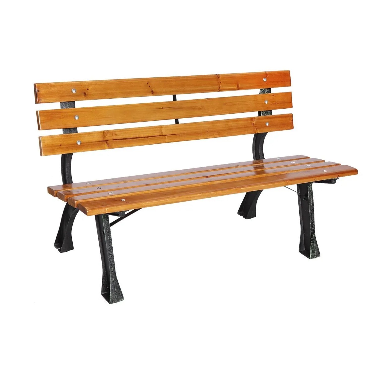 Lex XL Parkbank Tannenholz Gartenbank Sitzbank Holz Metall Terrasse Balkon 150x70cm