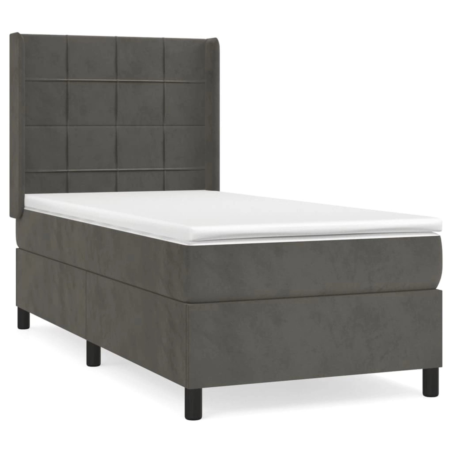 vidaXL Boxspringbett Boxspringbett mit Matratze Dunkelgrau 100x200 cm Samt günstig online kaufen