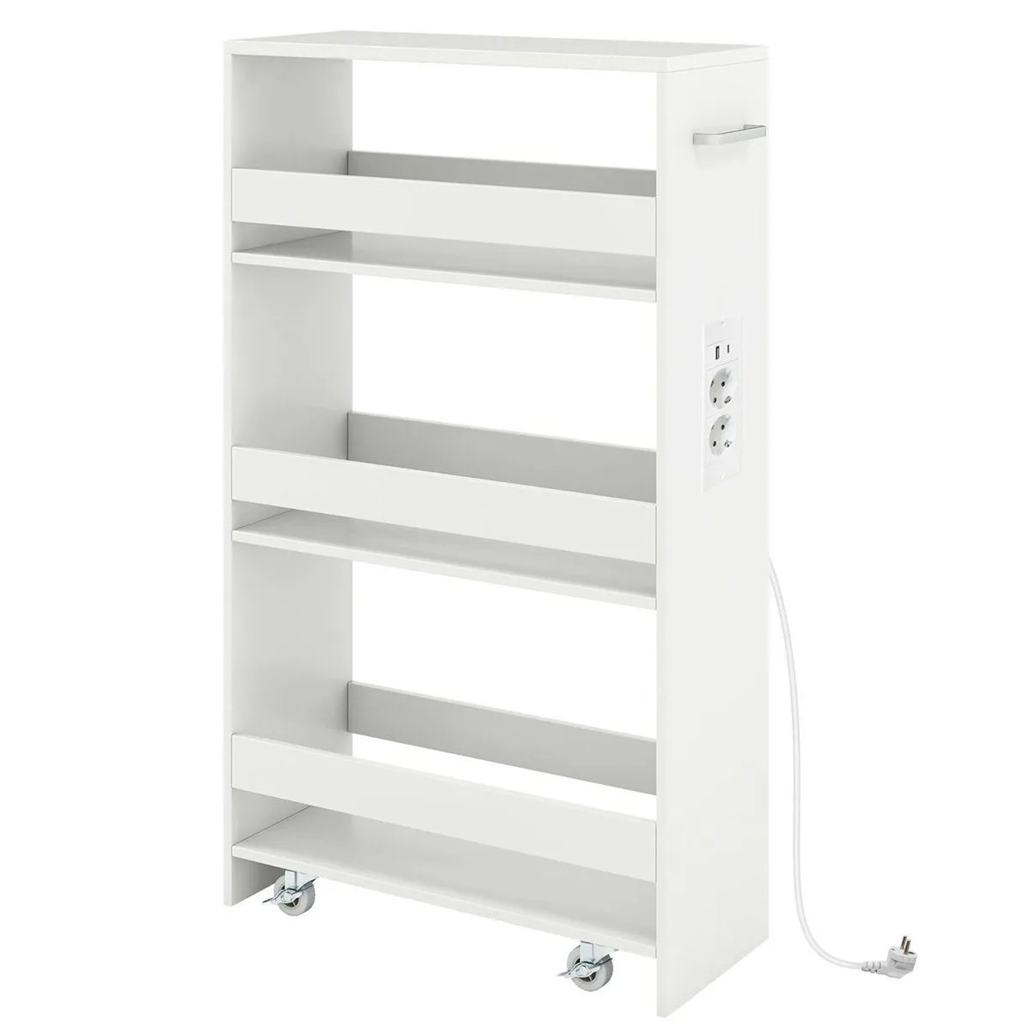Costway Nischenwagen 20 cm Breit 4 Etagen Küchenwagen Weiß