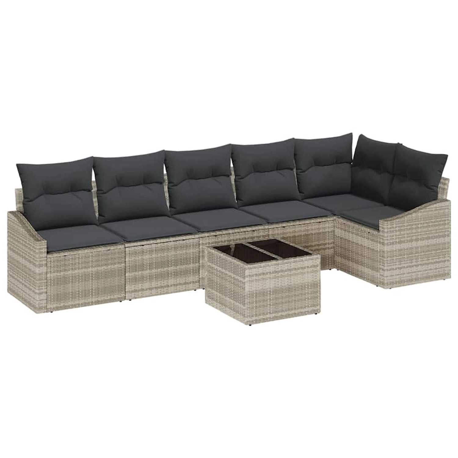 vidaXL Garten-Sofa-Set 7-Tlg Hellgrau Poly Rattan 3346752 günstig online kaufen