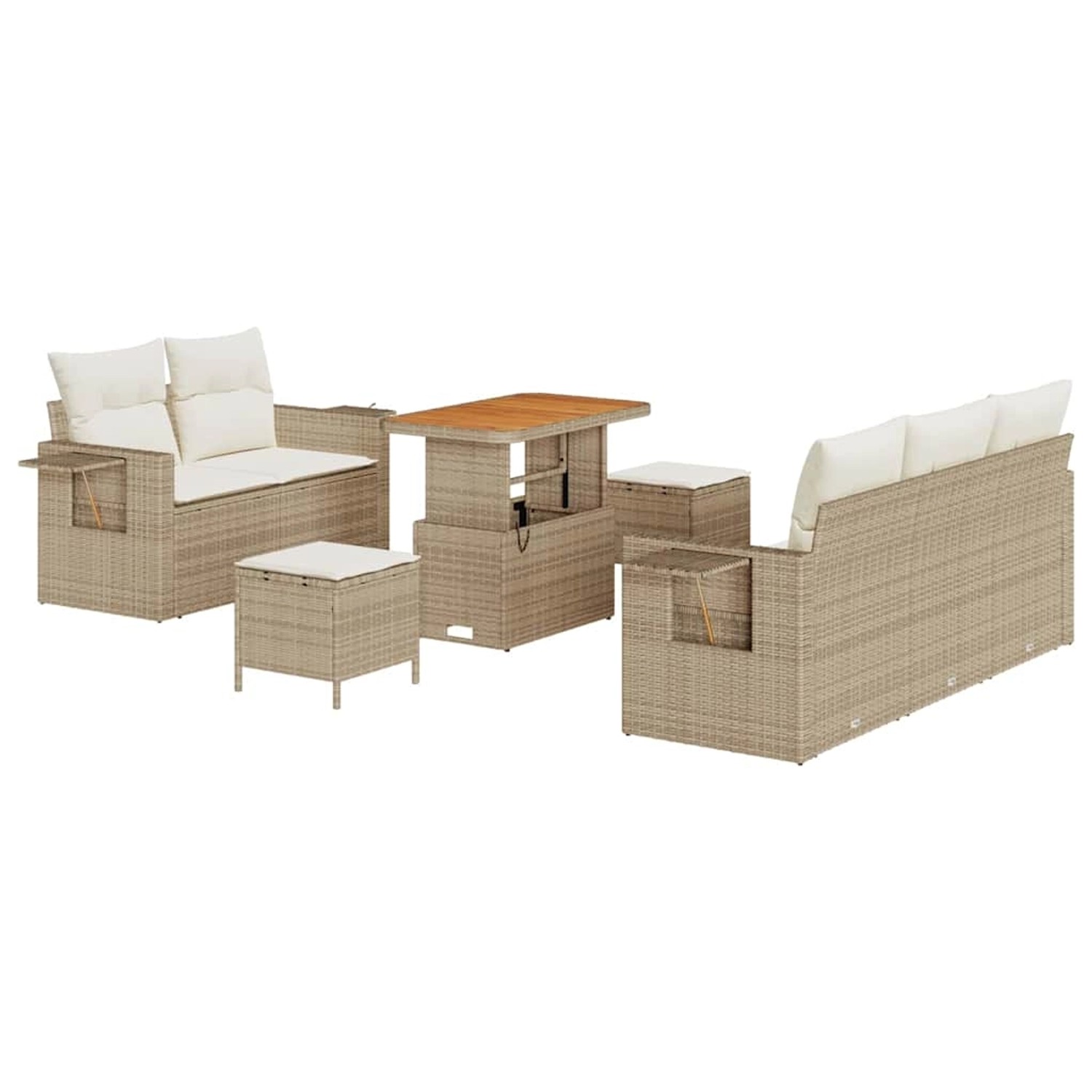 vidaXL Garten-Sofa-Set 8-Tlg Beige Poly Rattan 3361691 günstig online kaufen