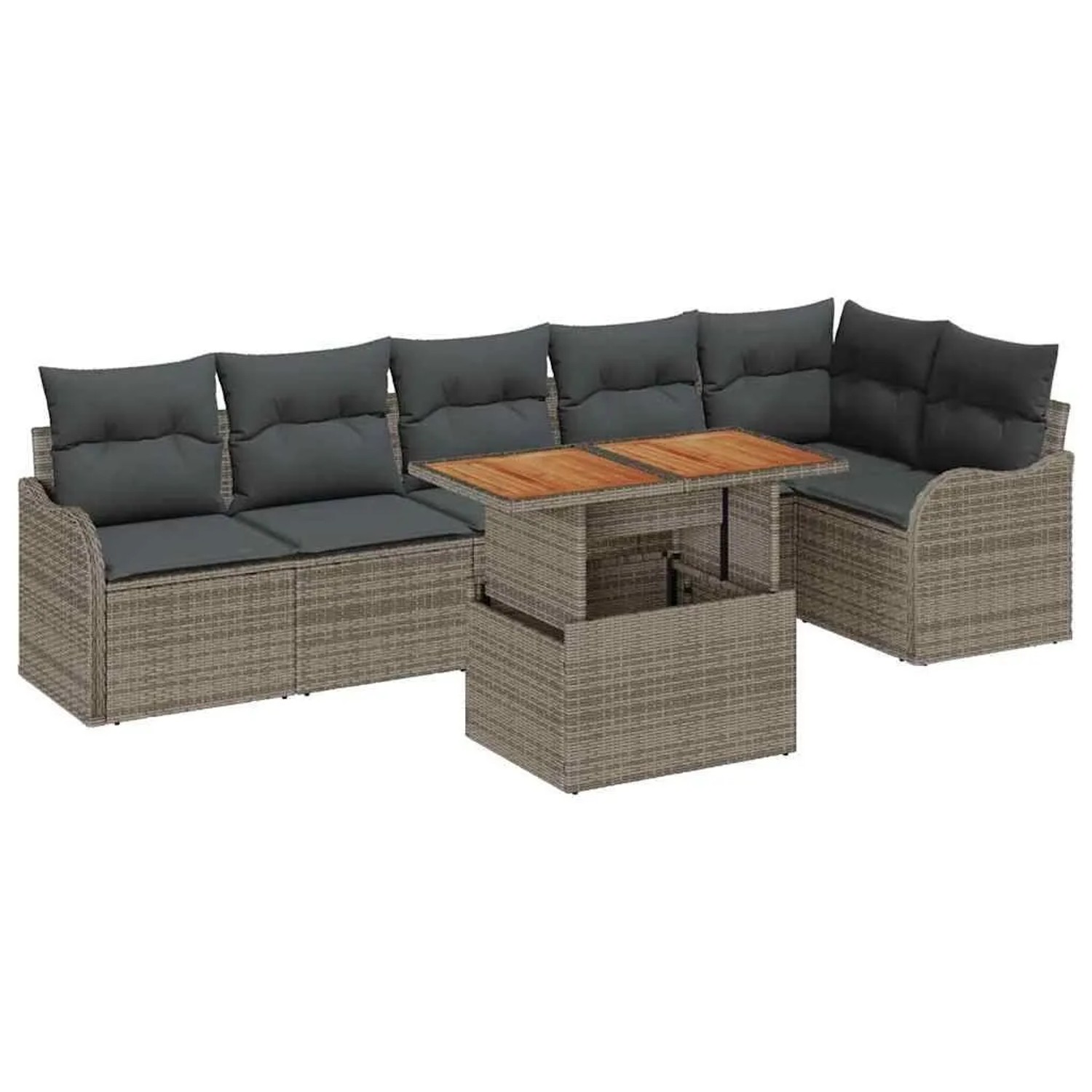 vidaXL Garten-Sofa-Set mit Kissen 7-Tlg Grau 3349467