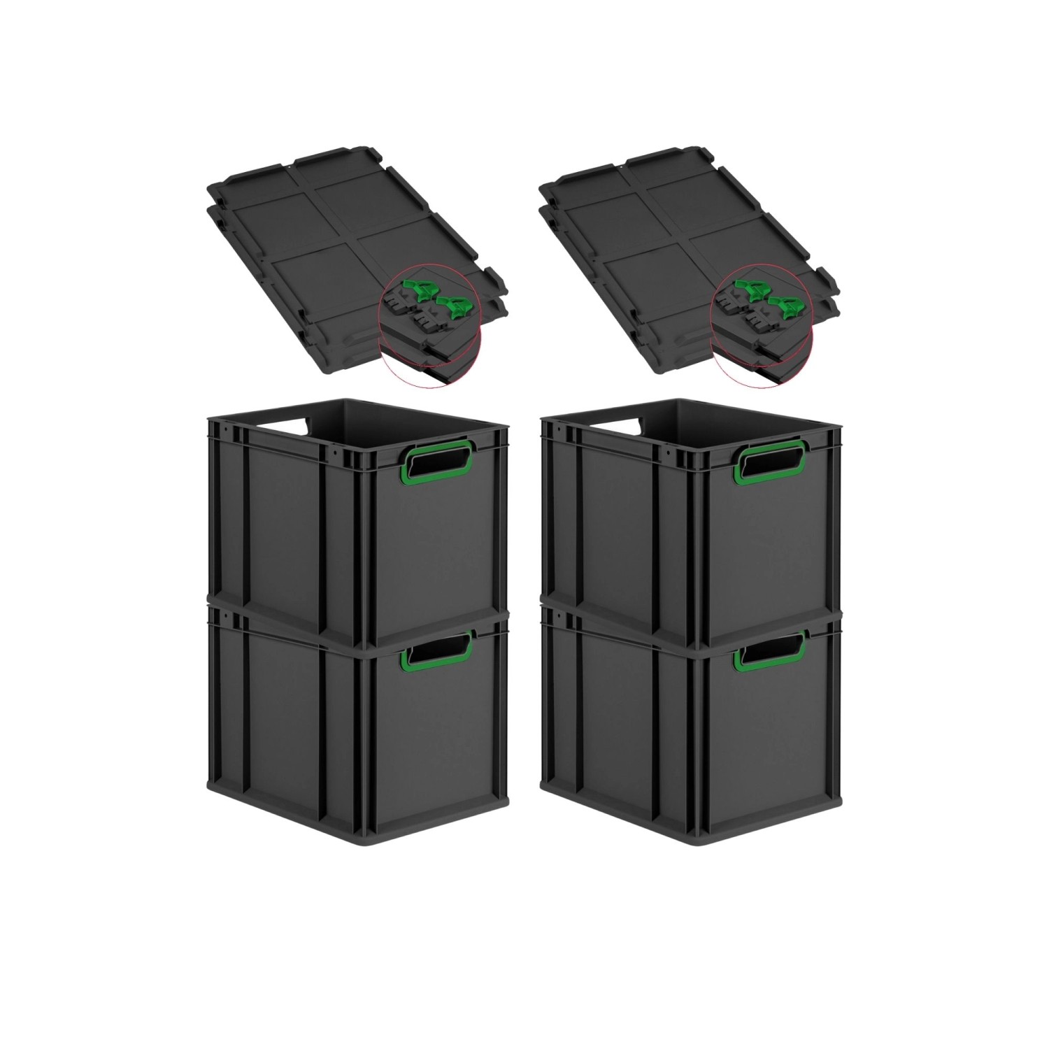 PROREGAL SuperSparSet 4x Eurobox Nextgen Color Mit Scharnierdeckel HxBxT 32 günstig online kaufen