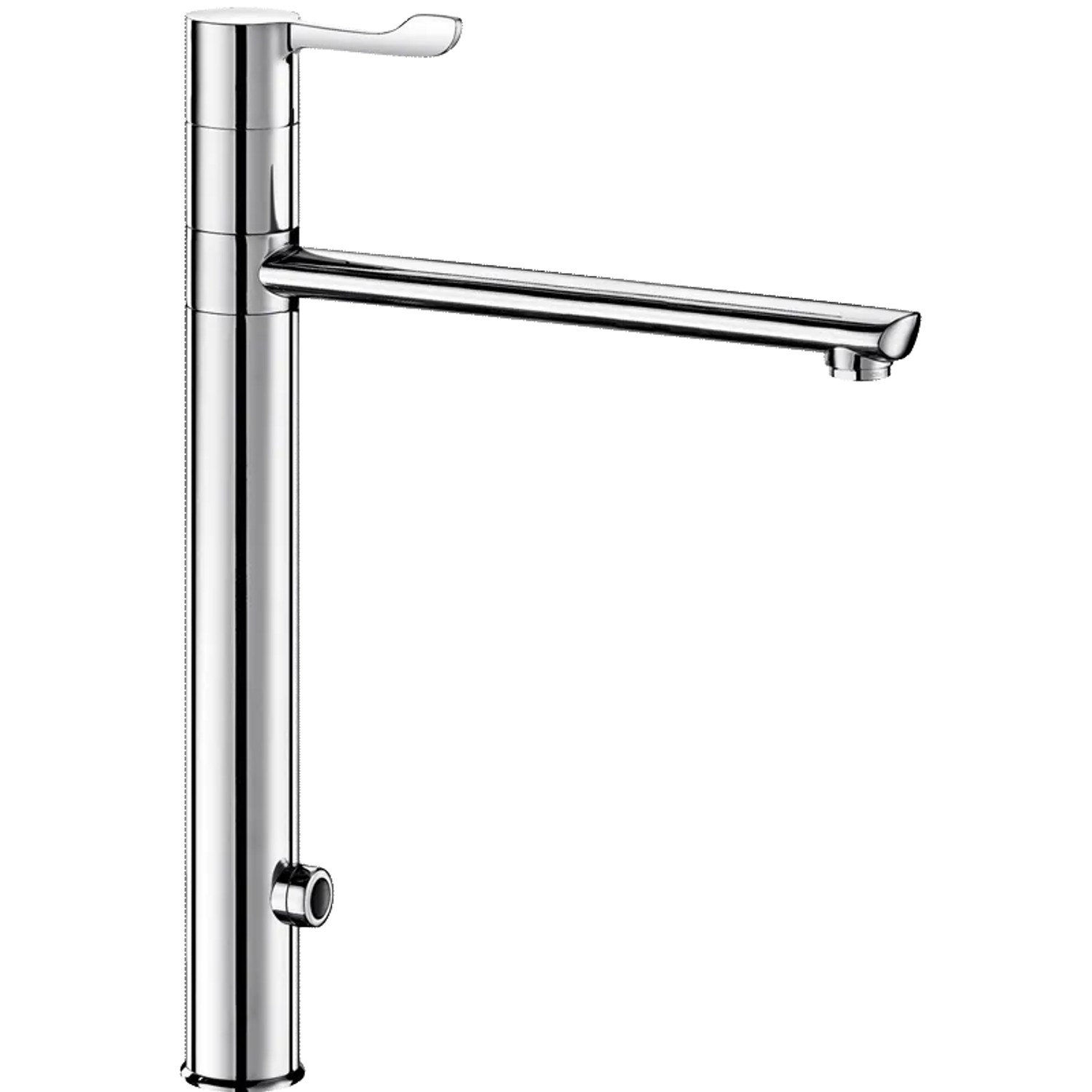 Delabie elektronische Mischbatterie batteriebetrieben, hoher Schwenkauslauf H305 L250, Hebel L100