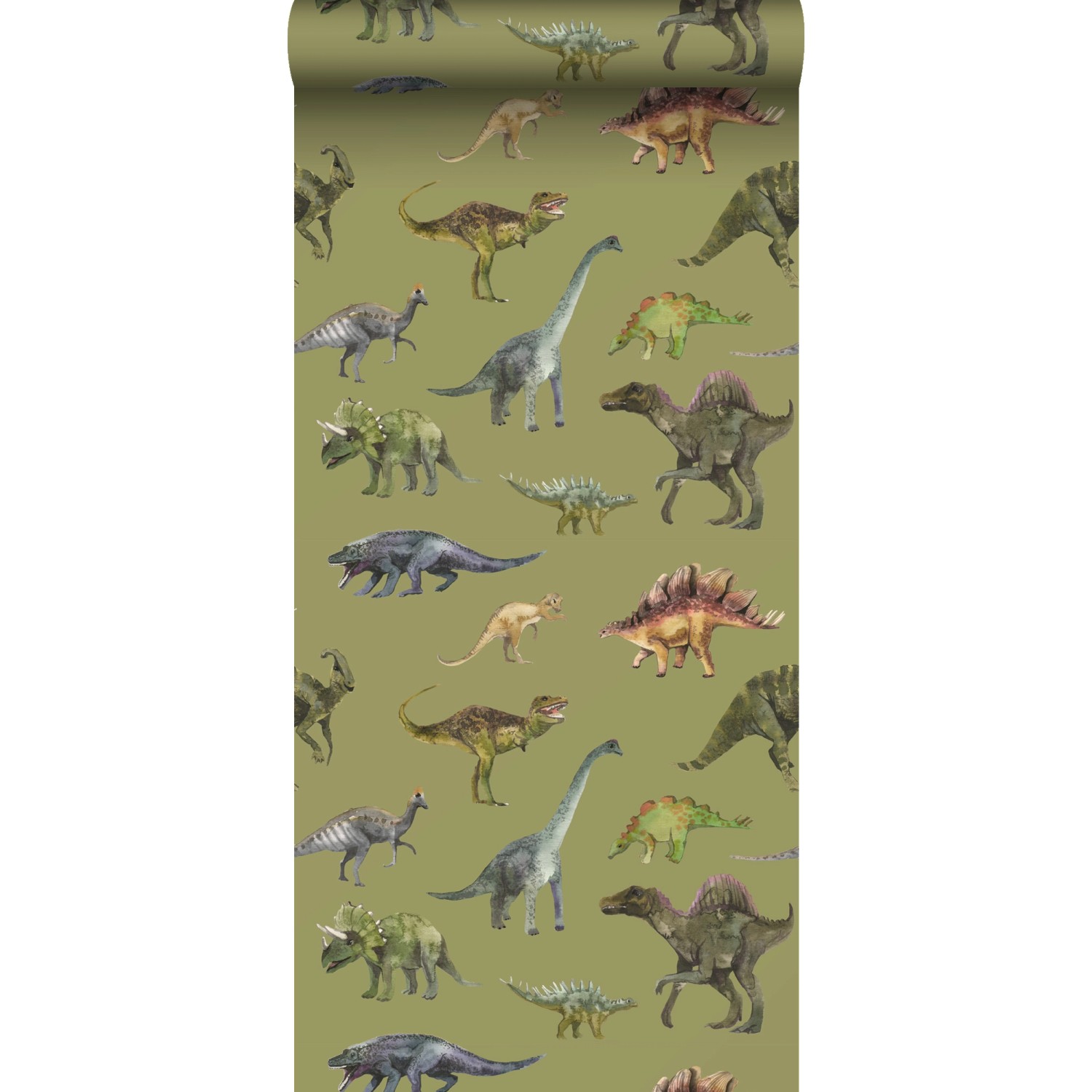 Sanders & Sanders Tapete Dinosaurier Grün 50 x 900 cm günstig online kaufen
