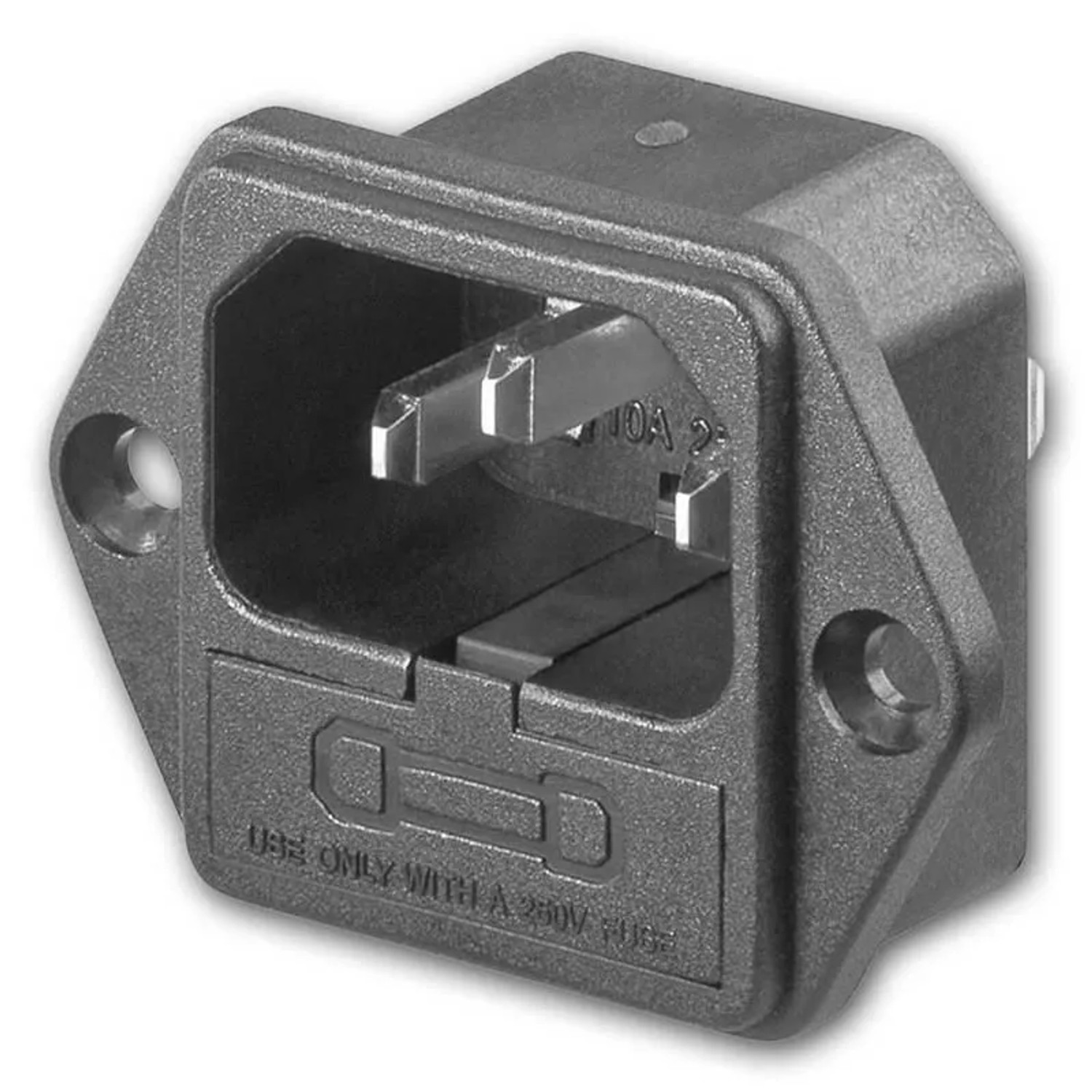 world-trading-net Kaltgeräte-Einbaustecker C14 mit Sicherungshalter