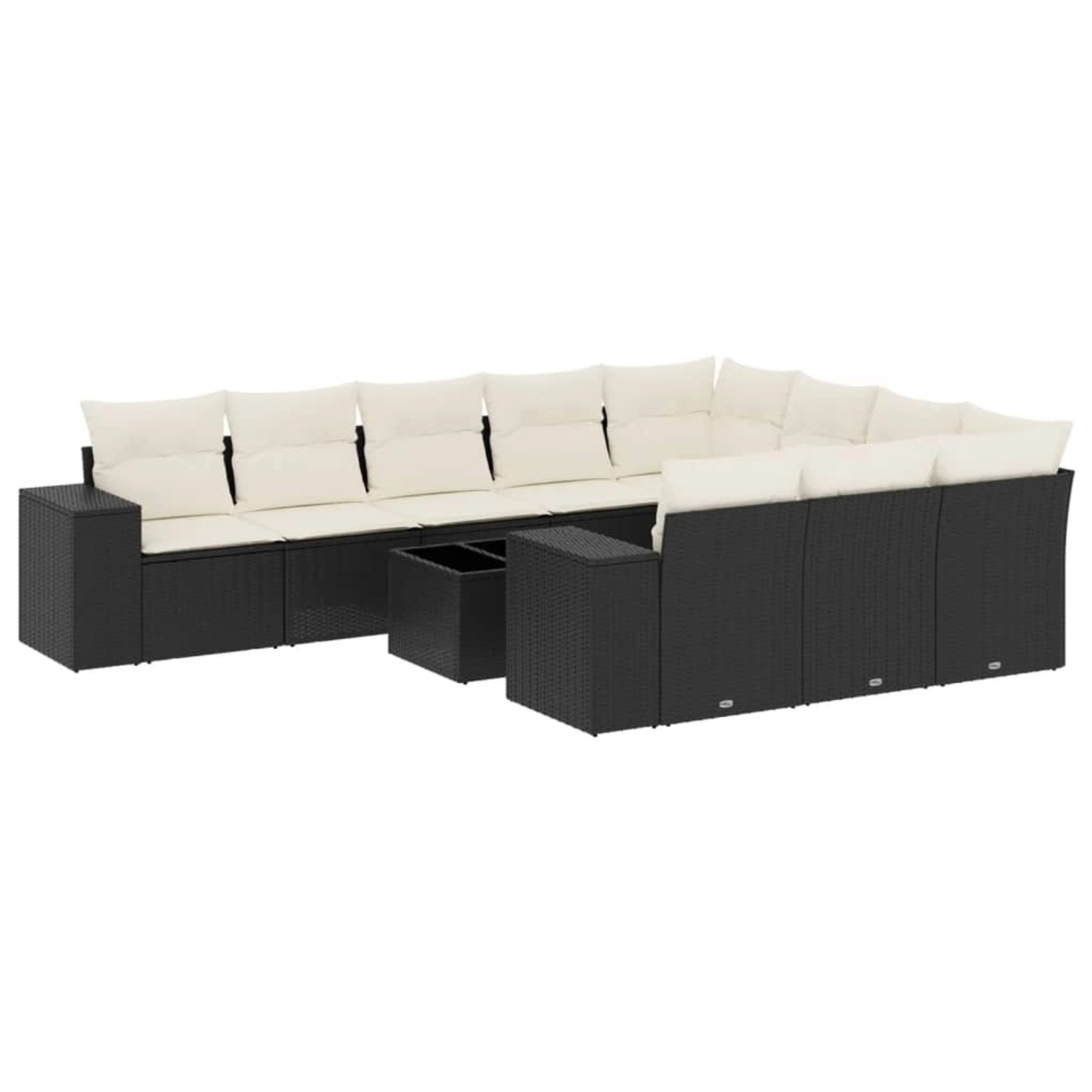 vidaXL 11-Tlg Garten-Sofagarnitur mit Kissen Schwarz Poly Rattan 3223095 günstig online kaufen