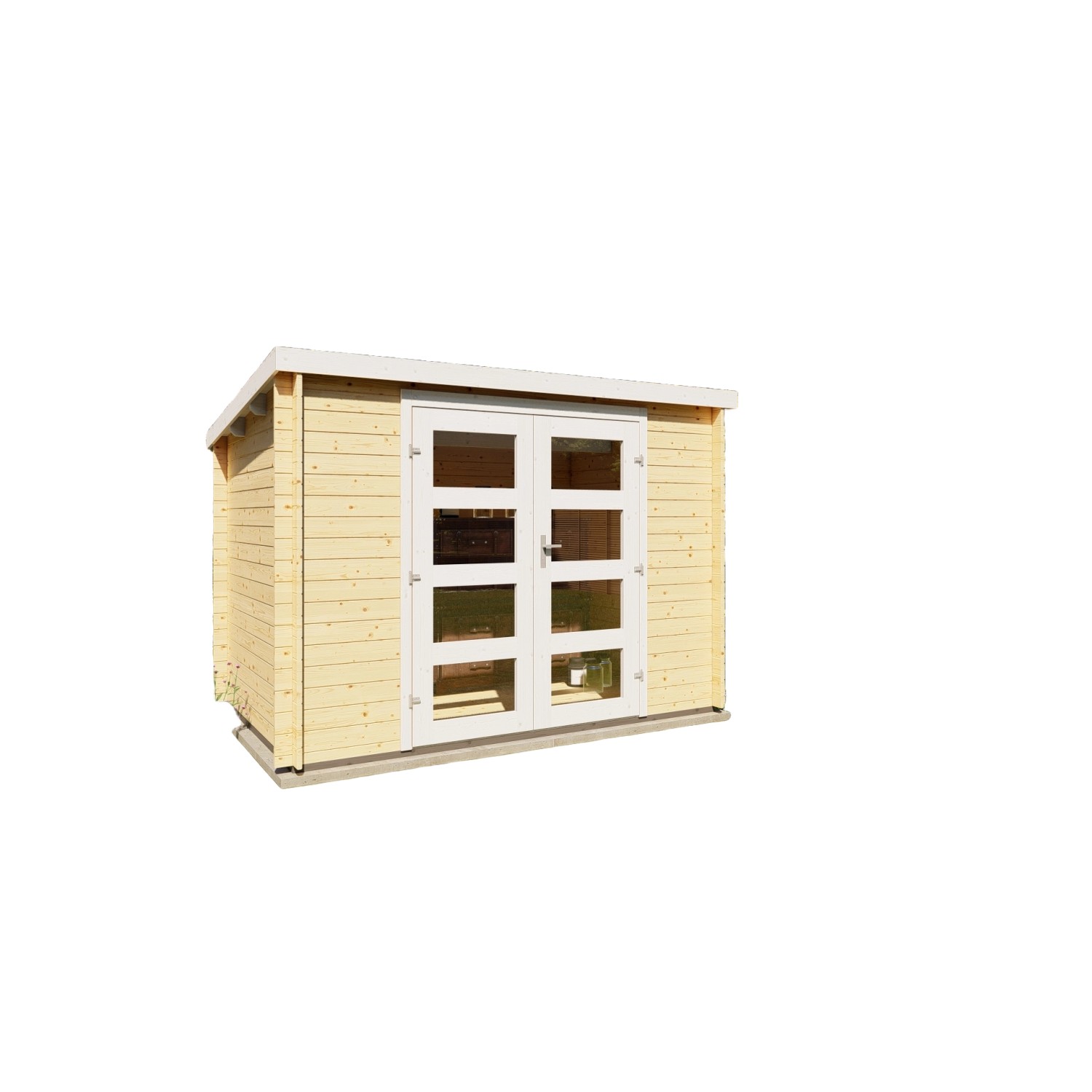 Finn Art Blockhaus Finn art Blockhaus 28mm Flachdach Gartenhaus aus Holz Fu günstig online kaufen