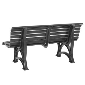 Graphitgraue 3er-Gartenbank Helgoland von Blome-Tillmann aus Kunststoff, Rückenlehne mit Leisten.