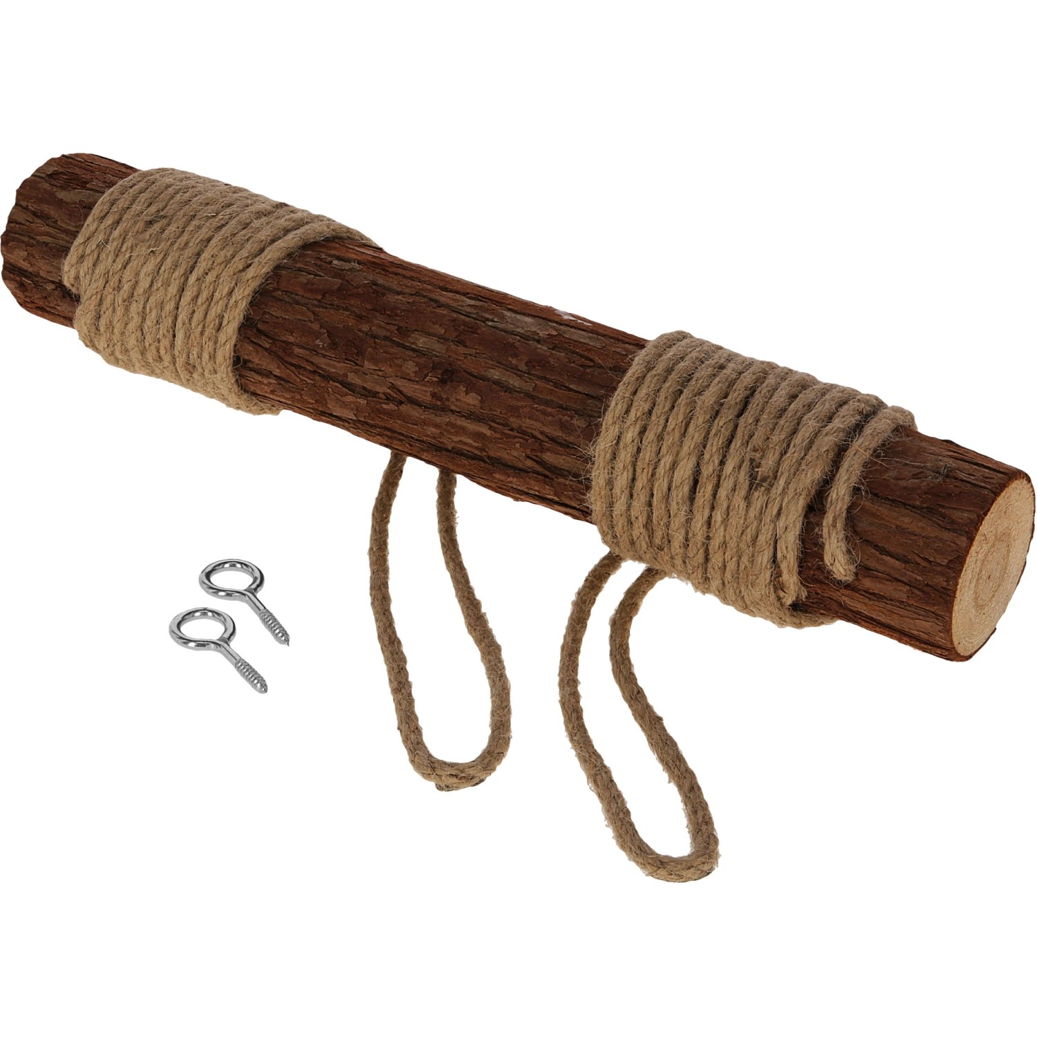 Hühnerschaukel aus Holz mit Seilaufhängung und Schrauben für Geflügelzubehör.