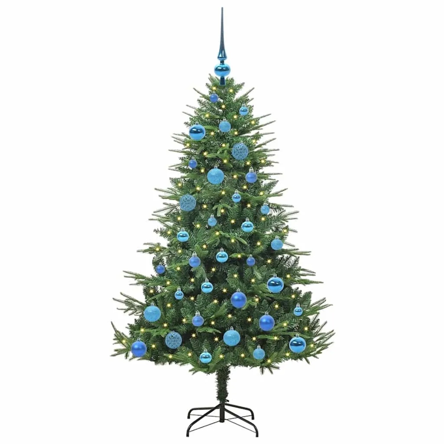 vidaXL Künstlicher Vorbeleuchteter Weihnachtsbaum mit Kugelset Grün 3395342
