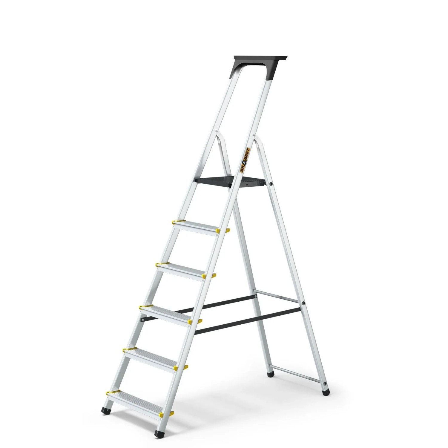 DRABEST Aluminiumleiter PRO 6 Stufen Mit Ablage Bis 150 KG