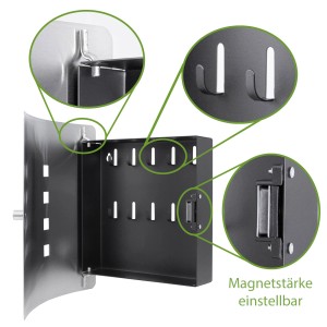 Offener Banjado Design Schlüsselkasten aus Edelstahl mit 10 Haken und Magnetverschluss.