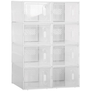 HOMCOM Schuhschrank mit 8 transparenten Kunststoff-Fächern.