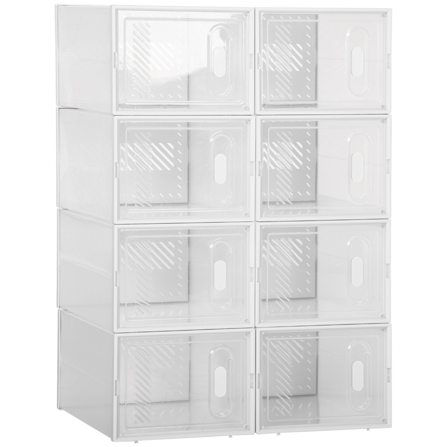 HOMCOM Schuhschrank Kunststoff mit 8 Fächern 35L x 25B x 19H cm Transparent günstig online kaufen