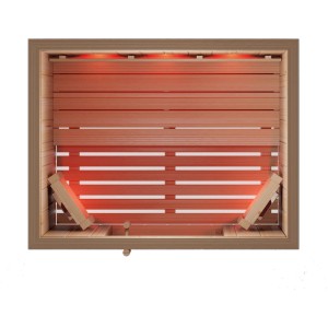 Eilo Infrarotkabine EL 531 aus Fichte, Innenansicht von oben mit Infrarotstrahlern.