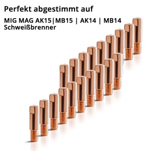 STAHLWERK MIG MAG Stromdüsen 20 Stück 0,8 mm mit Düsennadeln AK15 MB15 AK14 MB14