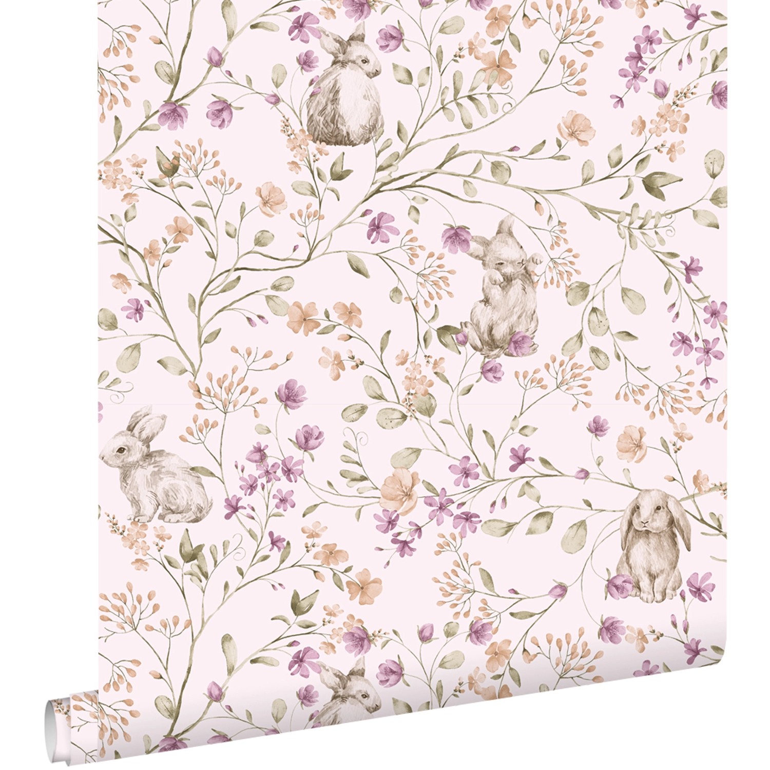ESTAhome Tapete Kaninchen Lila Grün und Braun 50 x 900 cm günstig online kaufen