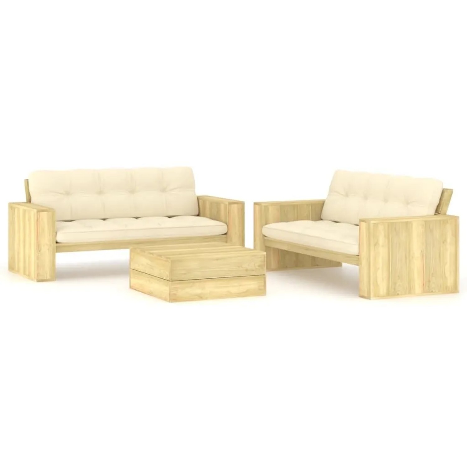 vidaXL 3-Tlg Garten-Lounge-Set mit Kissen Kiefernholz Imprägniert 3065785