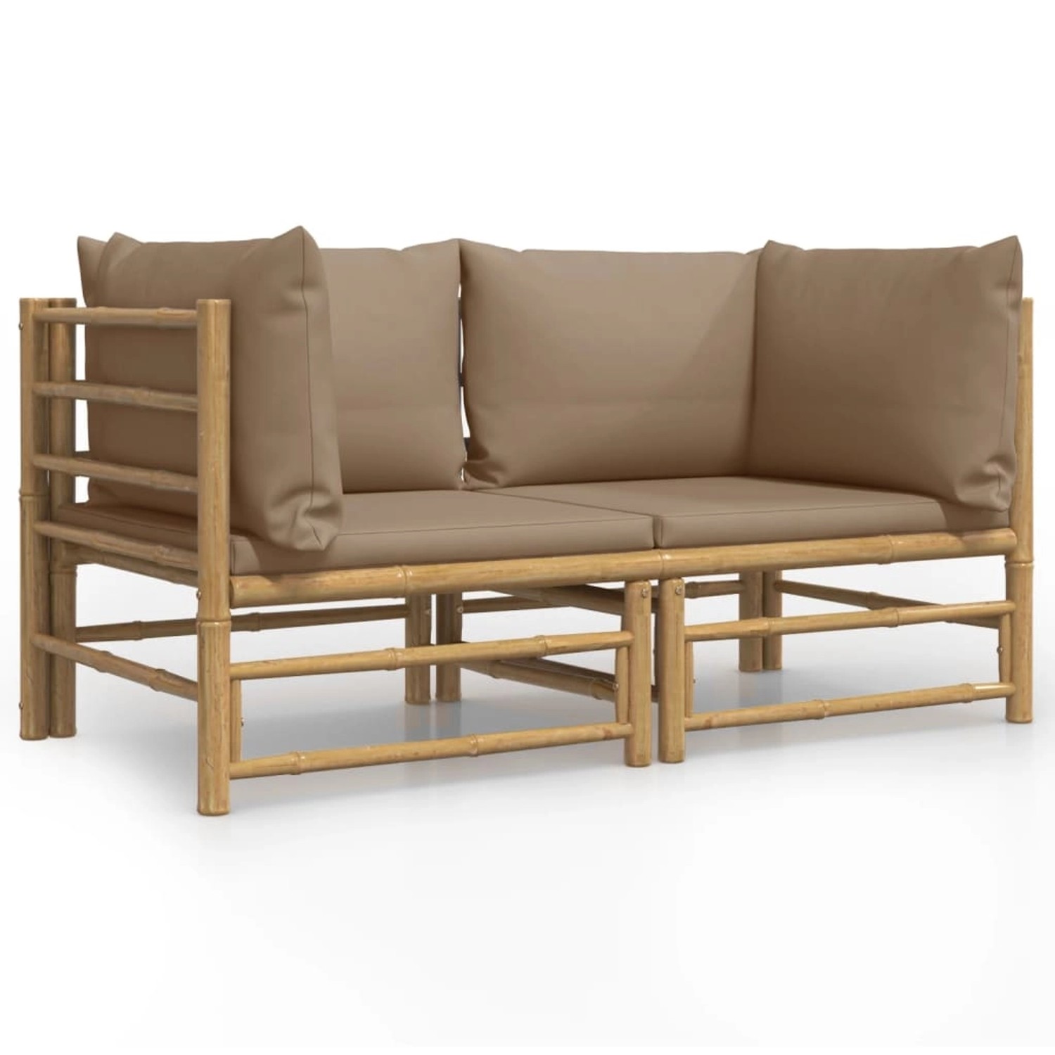 vidaXL Garten-Ecksofas mit Taupe Kissen 2 Stk Bambus 3155118