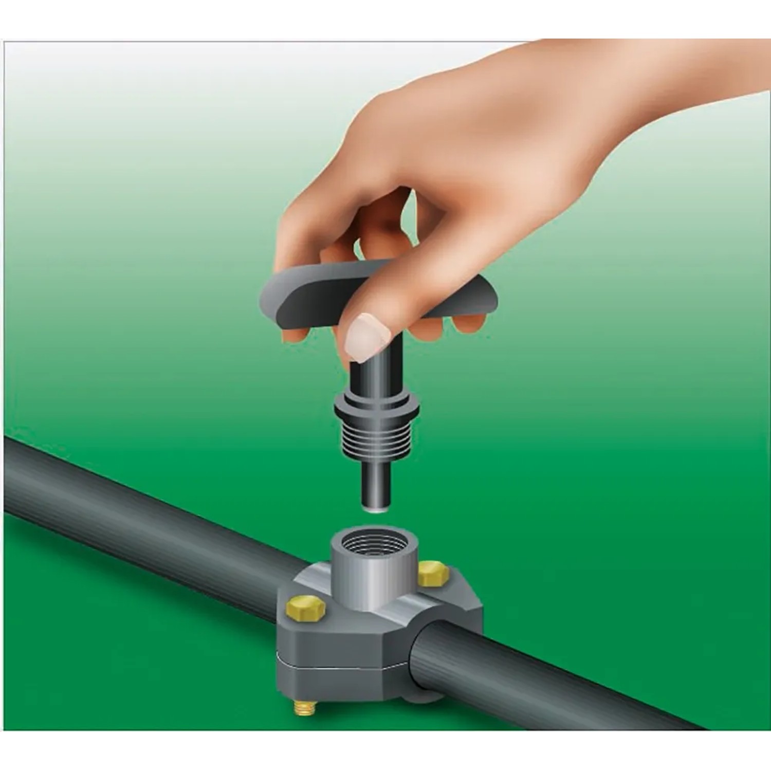 Gardena Schneidwerkzeug für Anbohrschelle im Einsatz, Micro-Drip-System Zubehör.