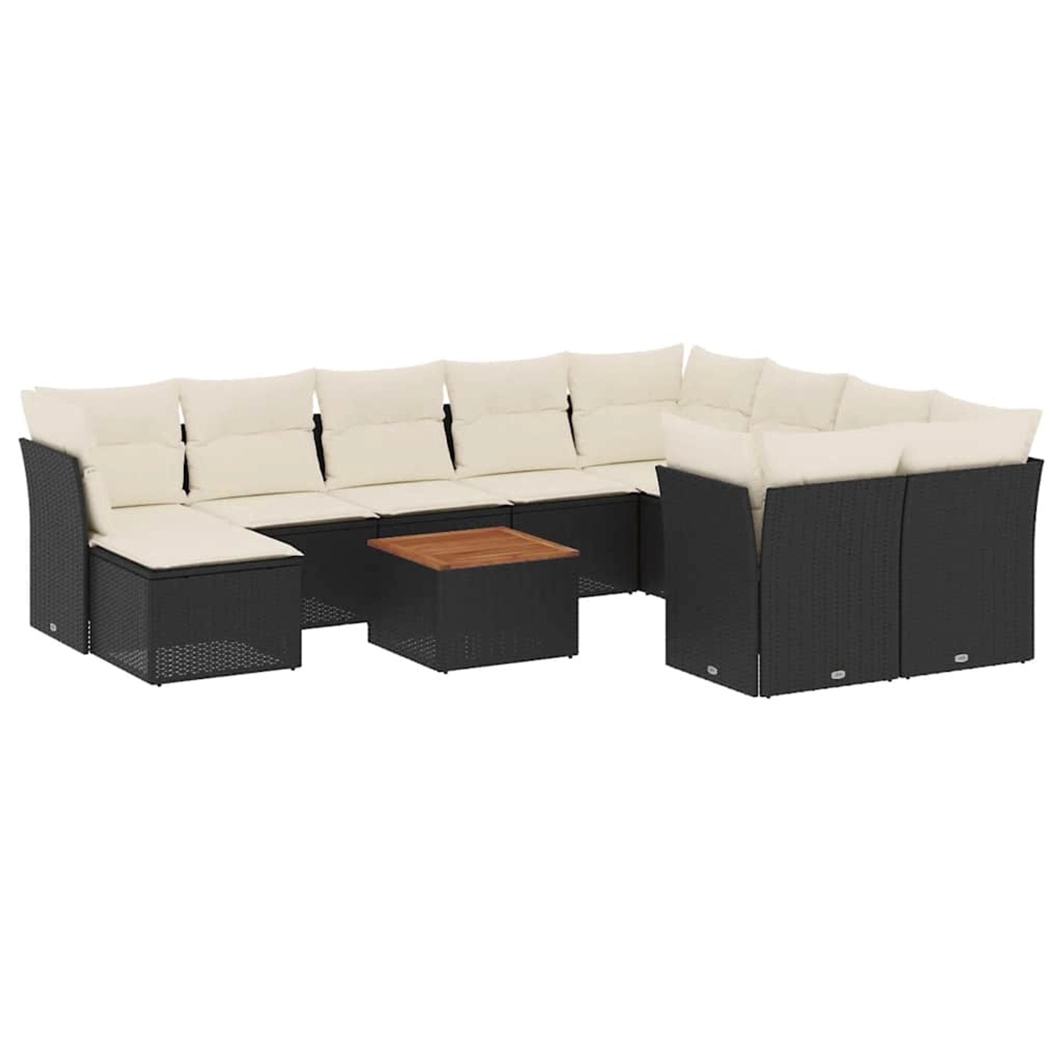 vidaXL 11-Tlg Garten-Sofagarnitur mit Kissen Schwarz Poly Rattan 3256301 günstig online kaufen
