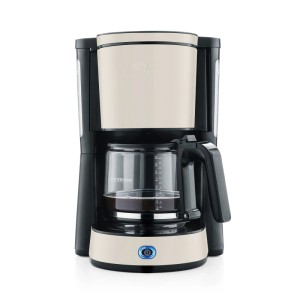 Severin Filterkaffeemaschine KA 9575, schwarz-beige mit Glaskanne und Edelstahl-Details.