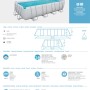 Rechteckiger Power Steel Frame Pool 488x244x122cm mit Zubehör wie Sandfilteranlage, Leiter und Abdeckplane.