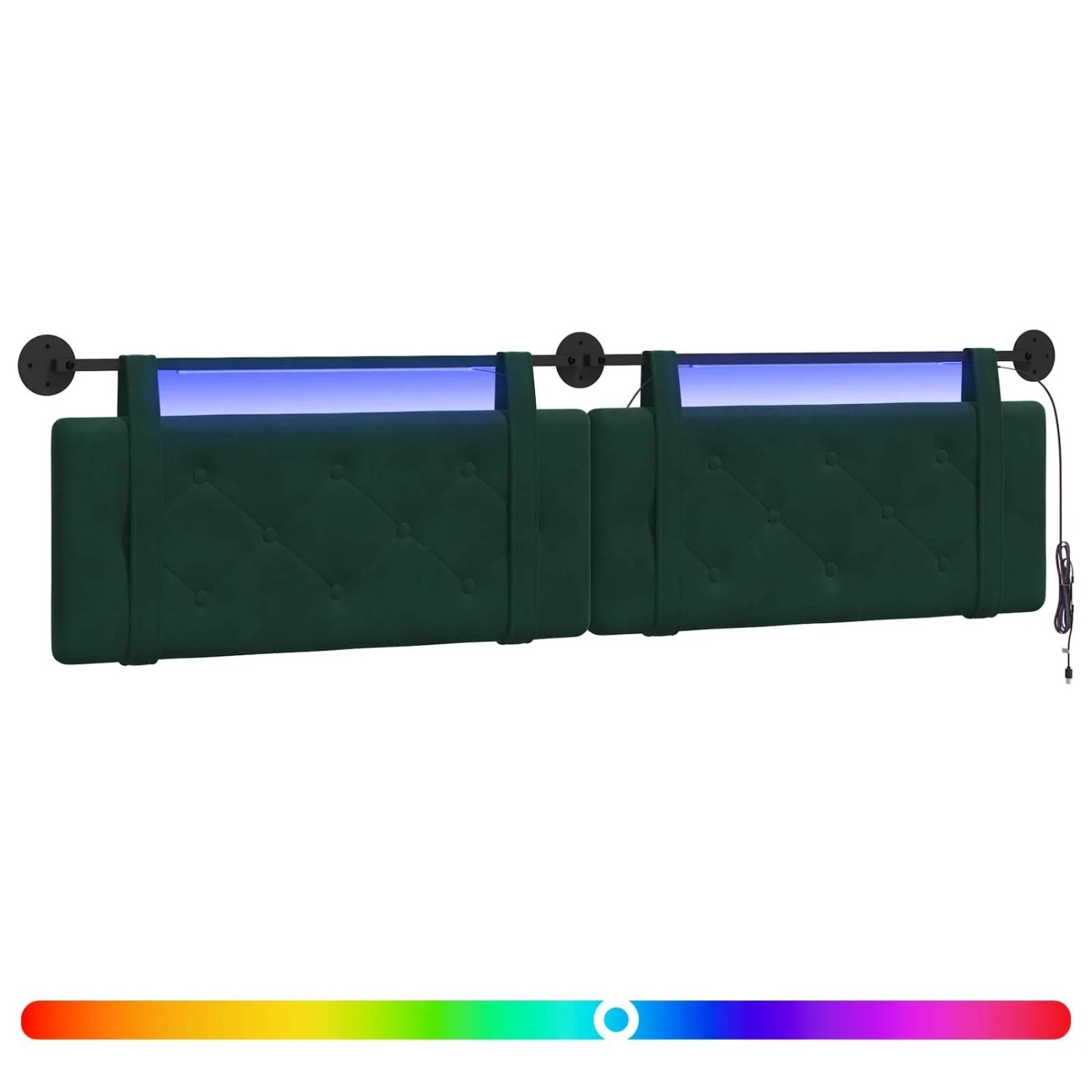 vidaXL Hängendes Kopfteil Mit LED Licht Dunkelgrün Samt 3424247