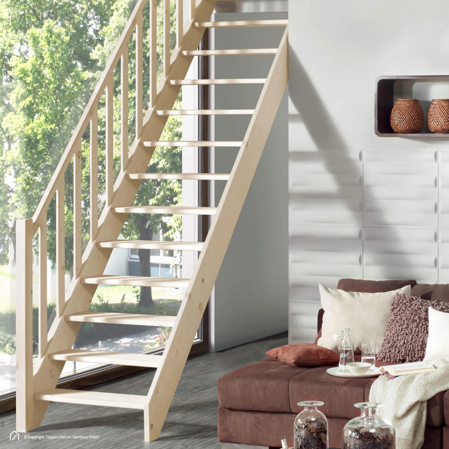 Treppen Intercon Holztreppe Casablanca Raumspartreppe Fichte Massiv Naturbe günstig online kaufen