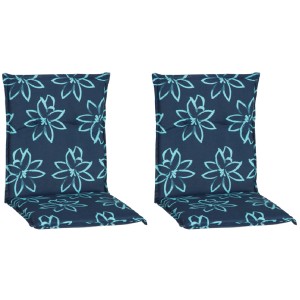 2er Set Beo Sitzauflagen für Niedriglehner, Bunde Design Hellblau-Dunkelblau mit Blumenmuster.