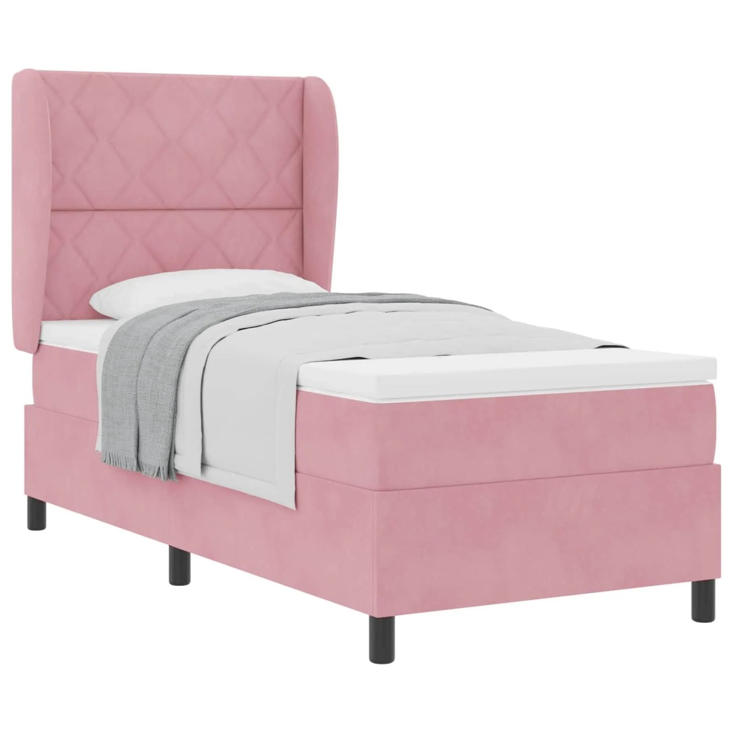 vidaXL Boxspringbett mit Matratze Rosa 190 x 90 cm Polyester 3340963