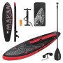 Aufblasbares ECD Germany Stand Up Paddle Board Makani, 320x80x15 cm, schwarz-rot, mit Zubehör.