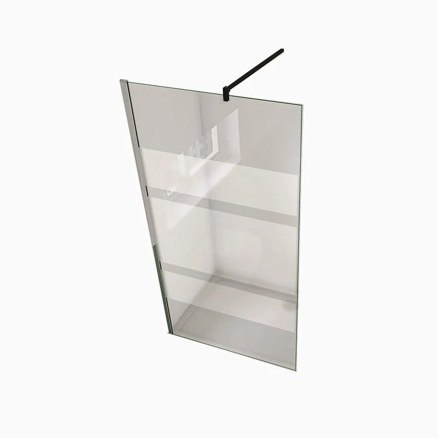 Duschparadies Walk-in Dusche 100 x 190cm Seitenwand 6mm Nano Glas Teilsatiniert Duschabtrennung Duschtrennwand Mit Schwarz Stabilierungsstange
