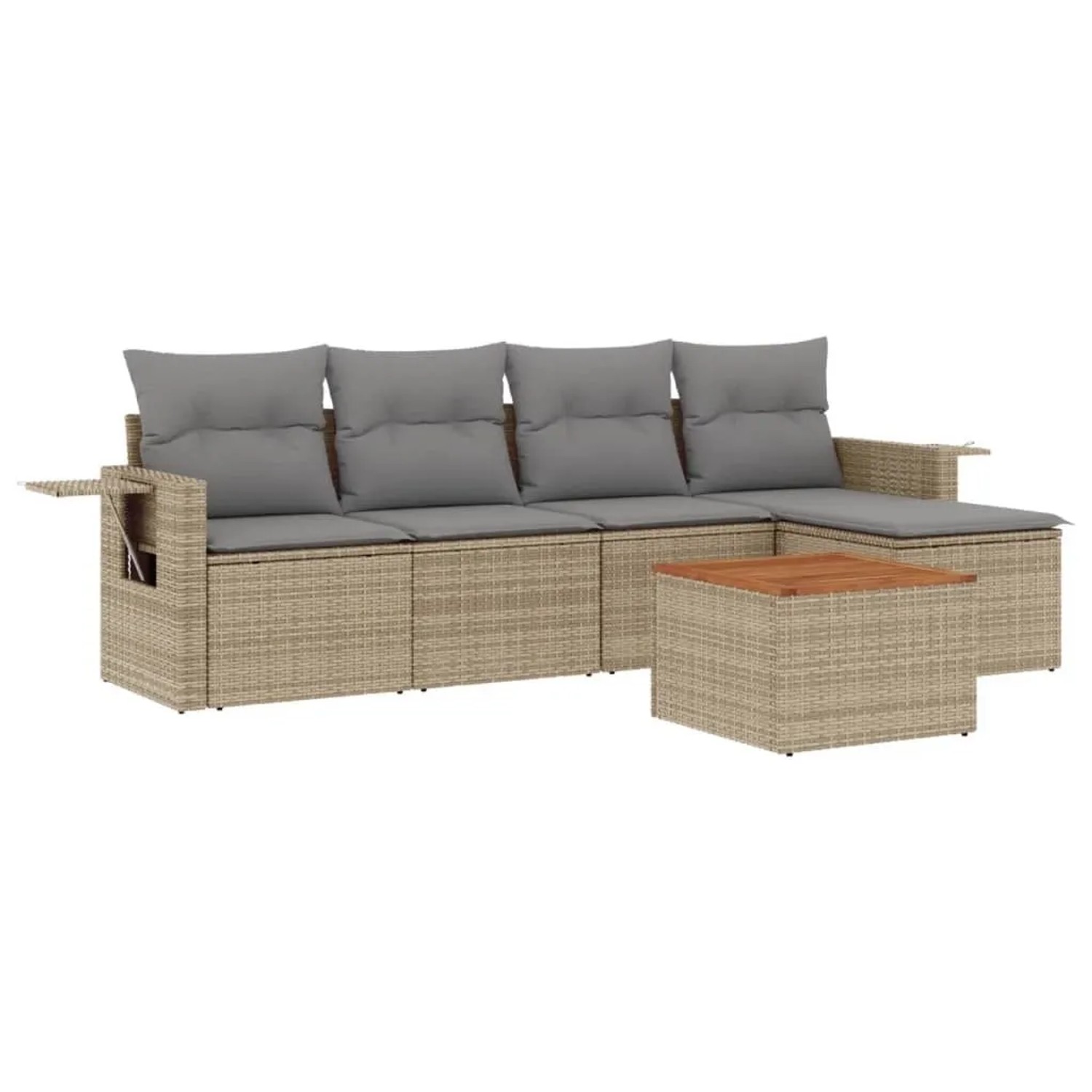 vidaXL 6-Tlg Garten-Sofagarnitur mit Kissen Beige Poly Rattan 3224540 günstig online kaufen