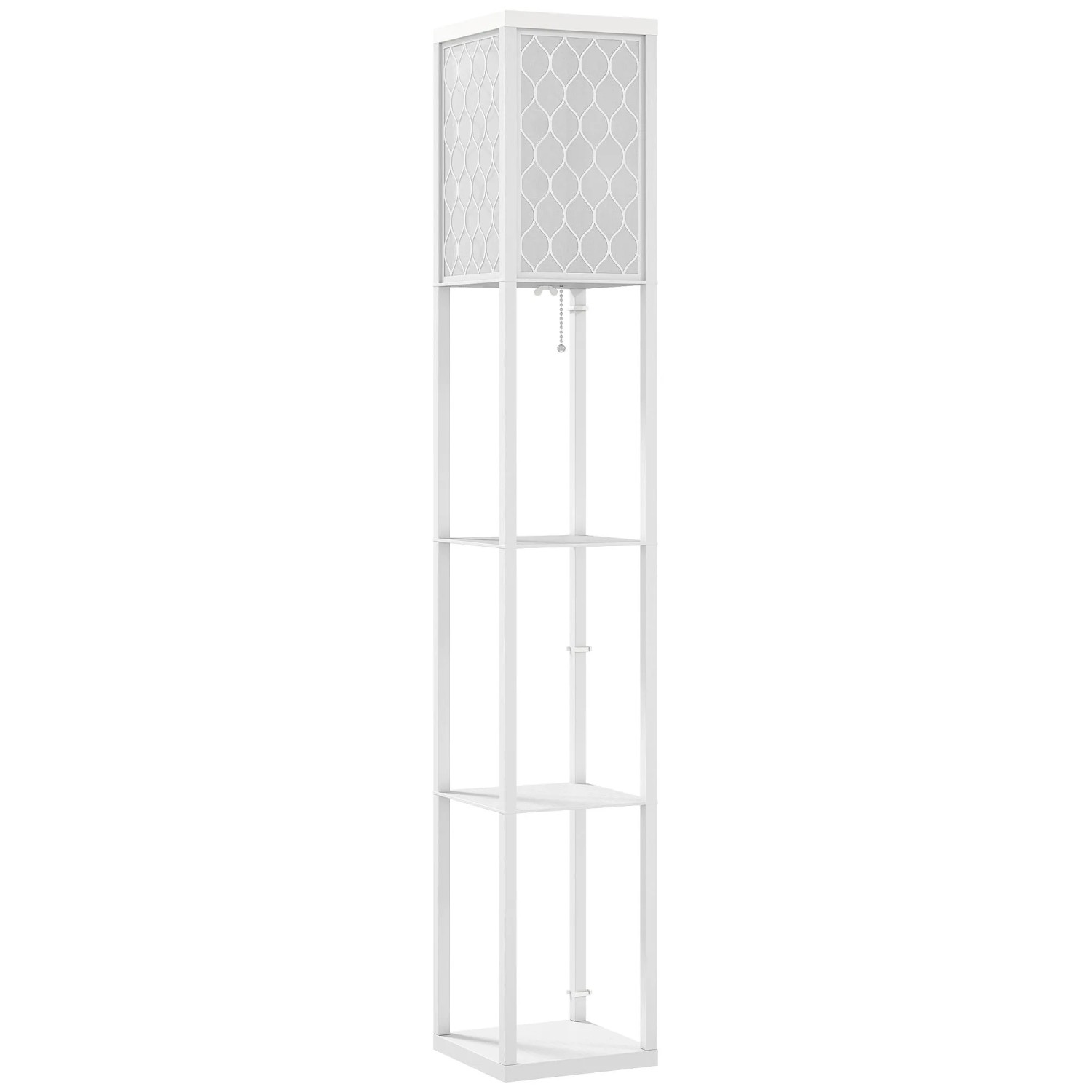 HOMCOM Stehleuchte MDF Stoff 26L x 26B x 160H cm Weiß