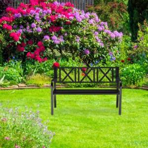 Relaxdays Gartenbank Stahl Schwarz 127 cm x 56 cm x 81 cm