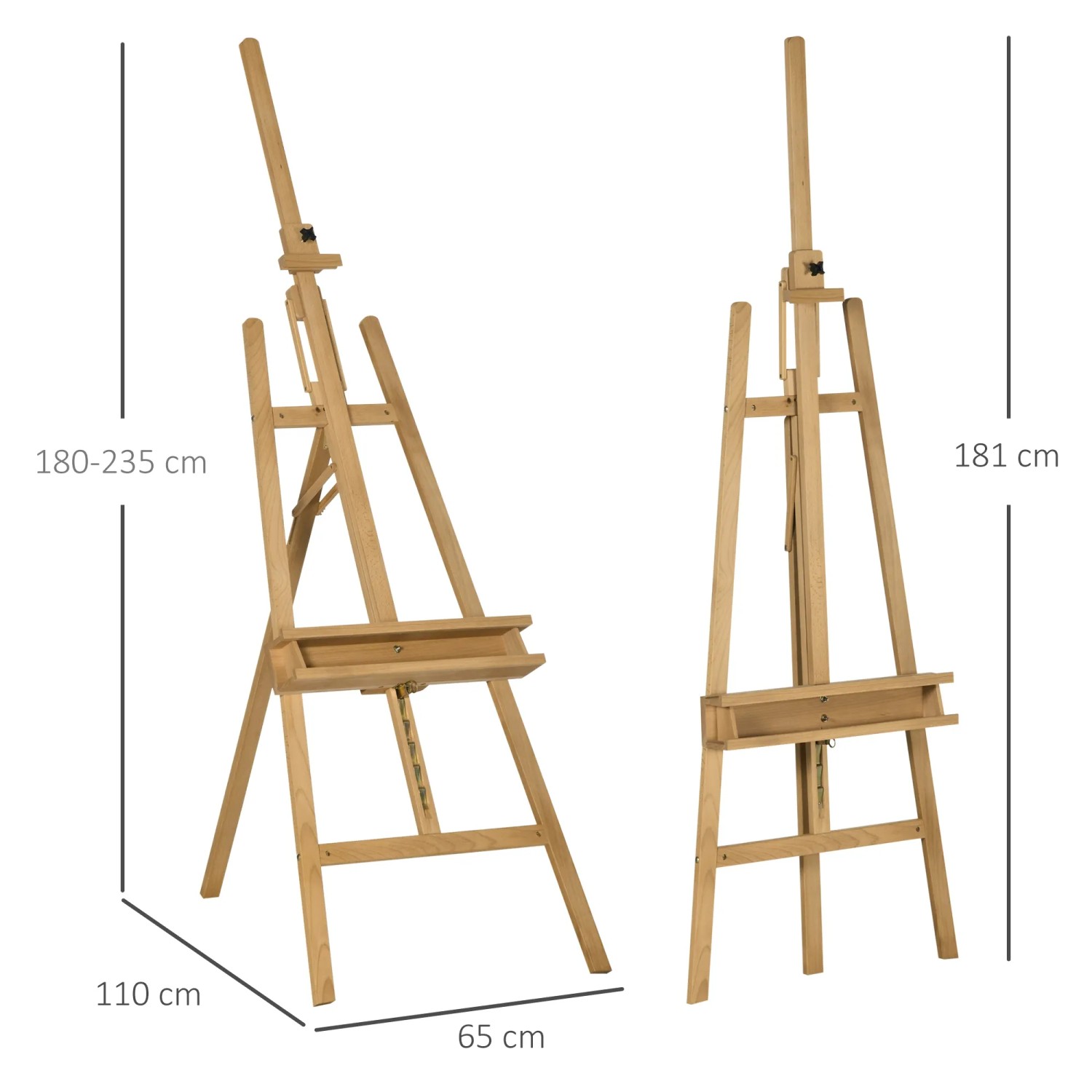 Klappbare Vinsetto Staffelei aus Buchenholz, höhenverstellbar mit Halterung. Ideal zum Malen und Ausstellen.