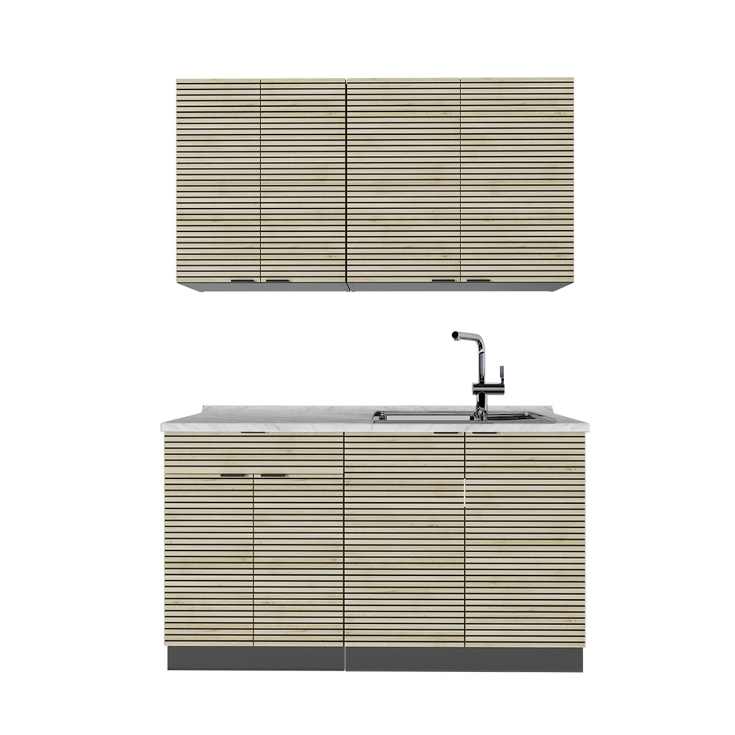 Vicco Fame-Line Singleküche Eiche Paneel/Anthrazit 140 cm ohne Arbeitsplatt günstig online kaufen