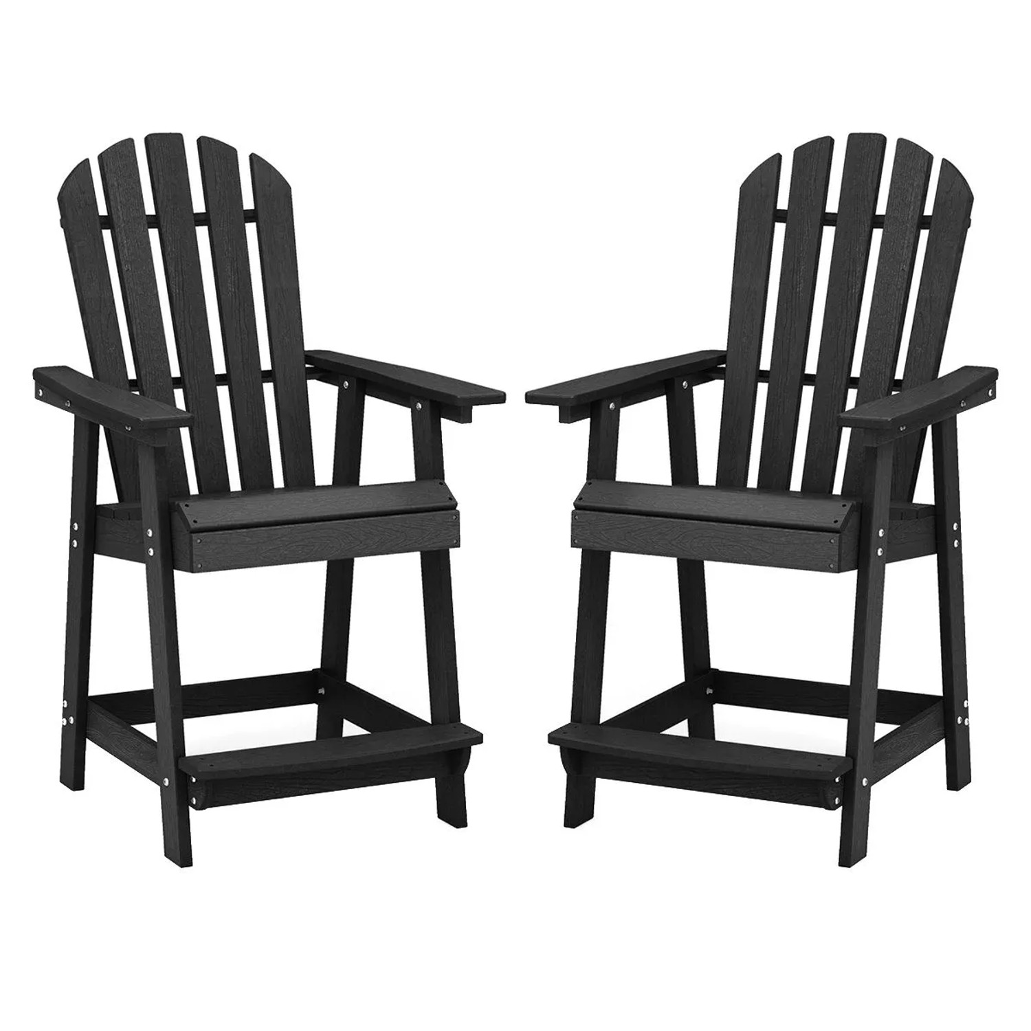 Costway Hoher Adirondack Stuhl mit Fußstütze HDPE Schwarz