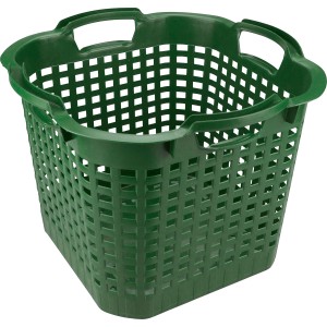 Grüner Erntekorb aus Kunststoff, 40x40x29 cm, mit Tragegriffen, für Obst und Gemüse.