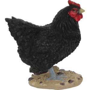 Schwarze Dekofigur Henne, 16x10x19 cm, für die Gartendekoration.