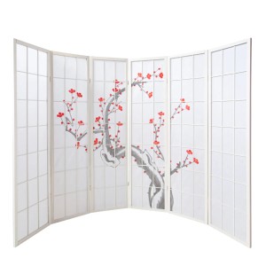 Homestyle4u 6-tlg. Paravent in Weiß 264x179 cm 340