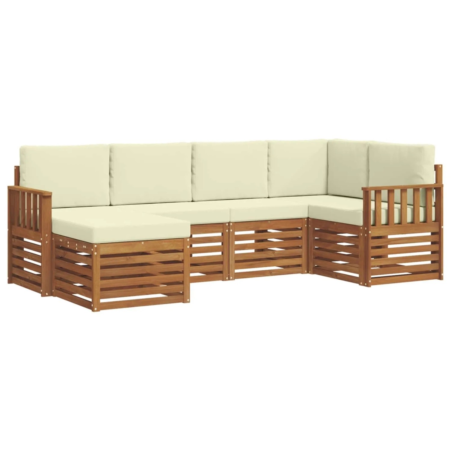 vidaXL Sofagarnituren 6 Tlg Natur und Creme Massivholz Akazie 3375080