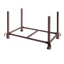 Braune Schake Stapelpalette, 1,3x0,7x0,7m, lackiert, für Baugeräte und Lagertechnik.