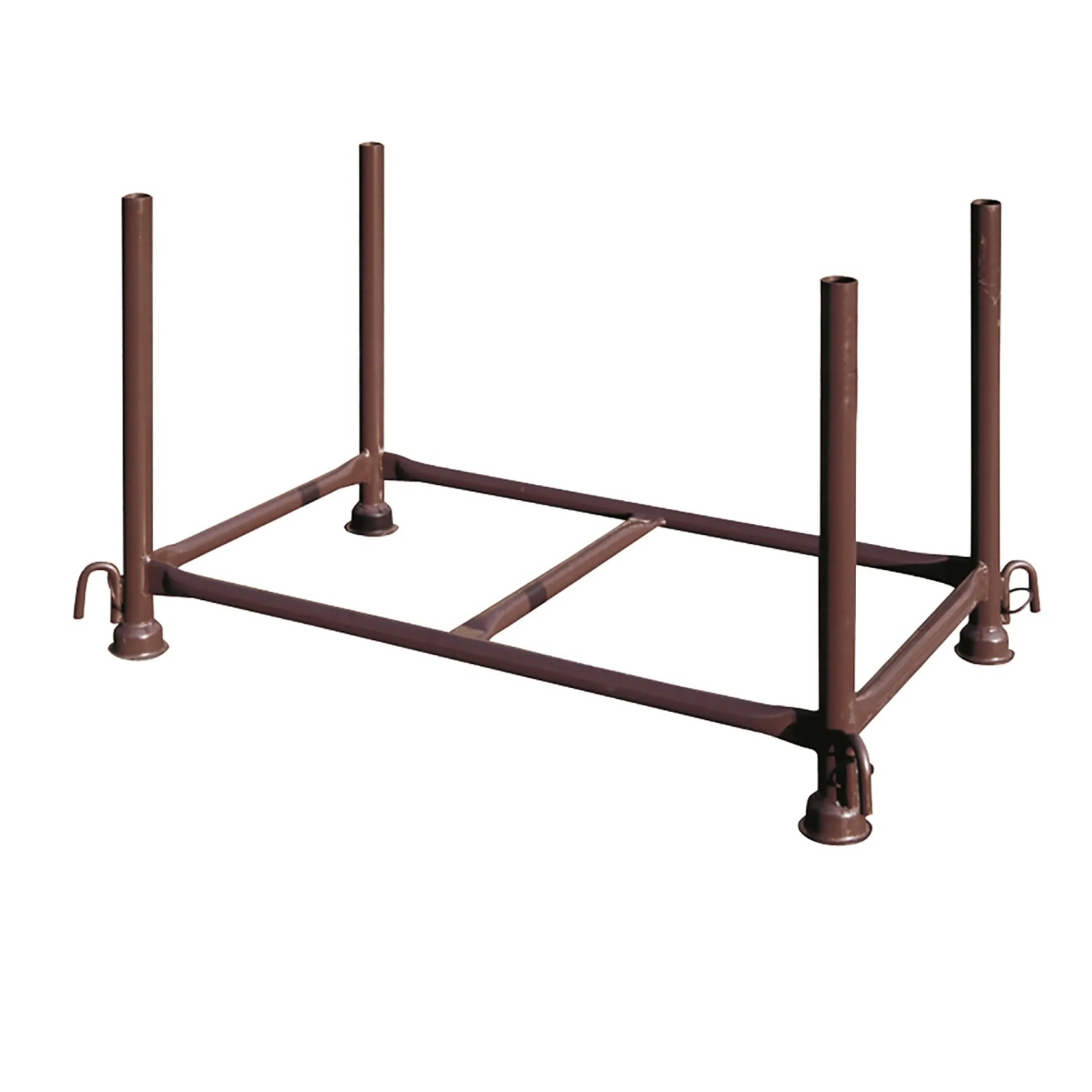 Braune Schake Stapelpalette, 1,3x0,7x0,7m, lackiert, für Baugeräte und Lagertechnik.
