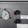 Detailansicht der grauen Gre Full-Inverter-Wärmepumpe (bis 45 m³) mit Manometer und Anschlüssen.