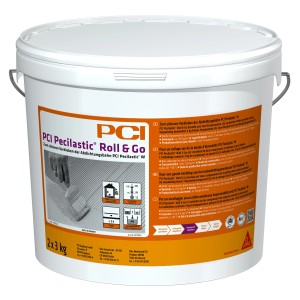 Eimer PCI Dichtkleber Pecilastic Roll & Go, 2 x 3 kg, für Fliesenzubehör.