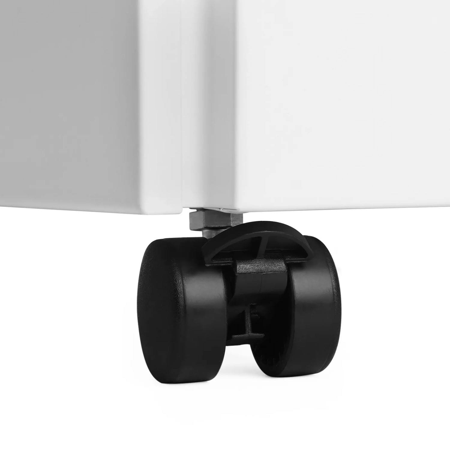 Detailaufnahme der Rollen des weißen Songmics Rollcontainers.