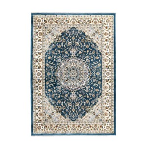 Blauer Kurzflor Teppich MeGusta Rebeca mit orientalischem Muster, 80x150 cm.